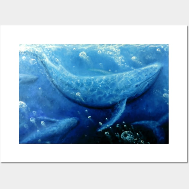 Blue Whale Wall Art by SPACE ART & NATURE SHIRTS 